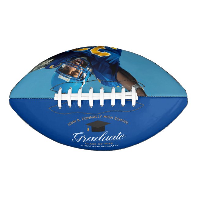Ballon De Foot Blue Graduation Custom School 2025 Graduate Photo (Devant)