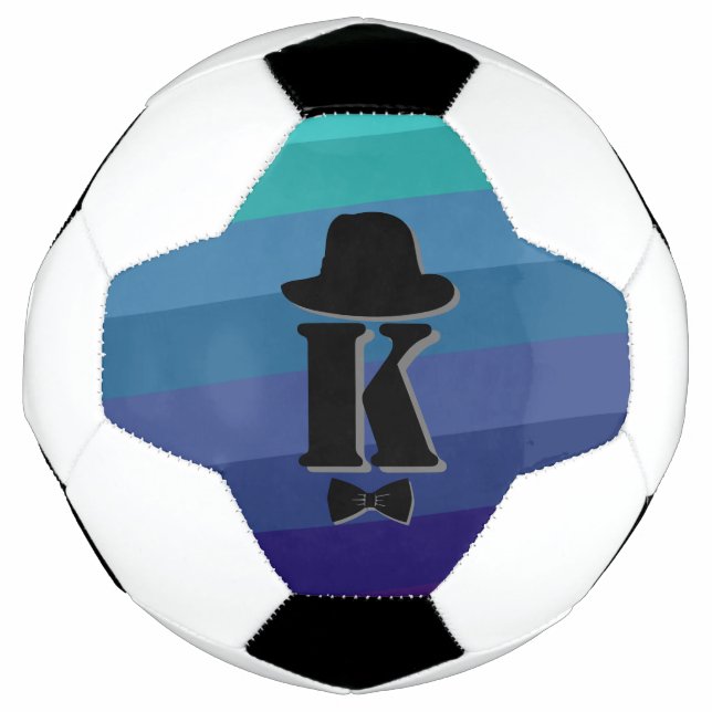 Ballon De Foot Blue Ombre Nom Monogramme Initial Pour Hommes (Devant)