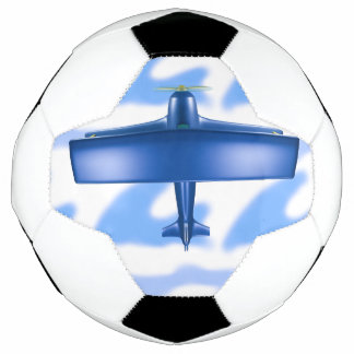 Ballon De Foot Blue Plane Aviation Sky Blue Clouds Soccer Ball