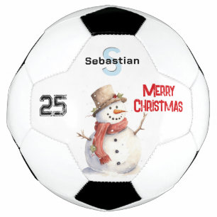 Ballon De Foot Bonhomme de neige festif Monogrammé Joyeux Noël
