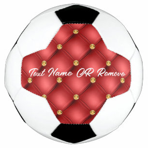 Ballon De Foot Boule de soccer de texte personnalisé en or rouge