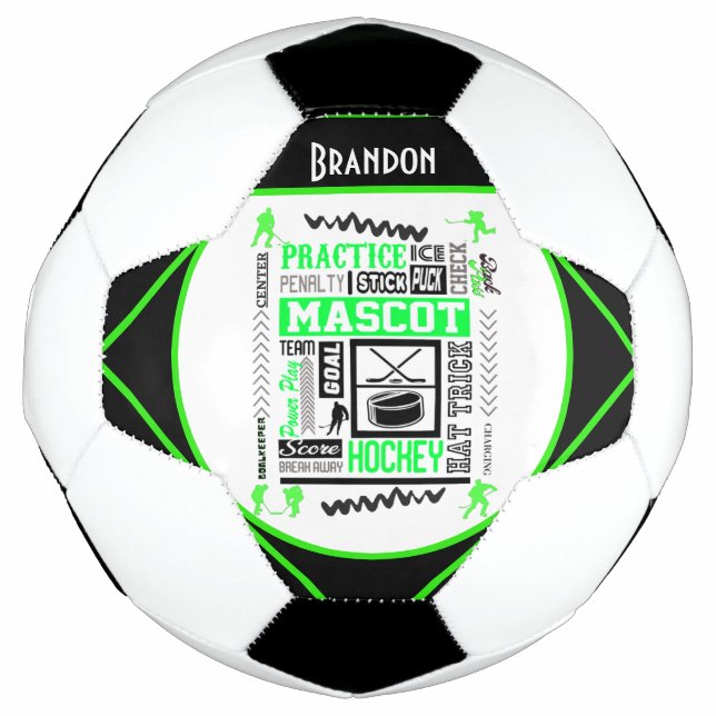 Ballon De Foot Boys Hockey Terminologie Personnalisée Neon Green (Devant)