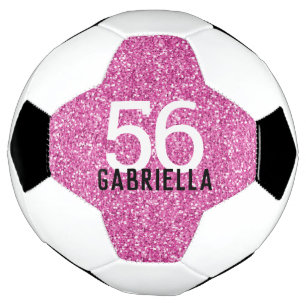 Ballon De Foot Bright Bubblegum Rose Sparkly Numéro et nom