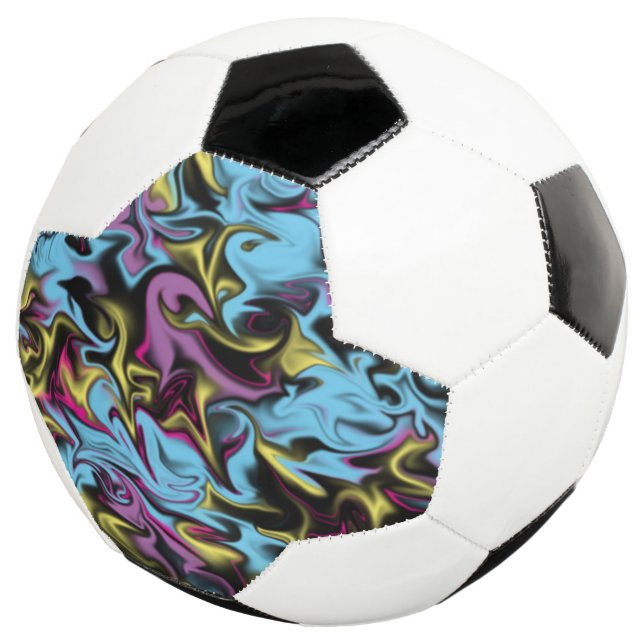 Ballon De Foot Brillantes Abstraites de rose vert jaune noir (3/4)
