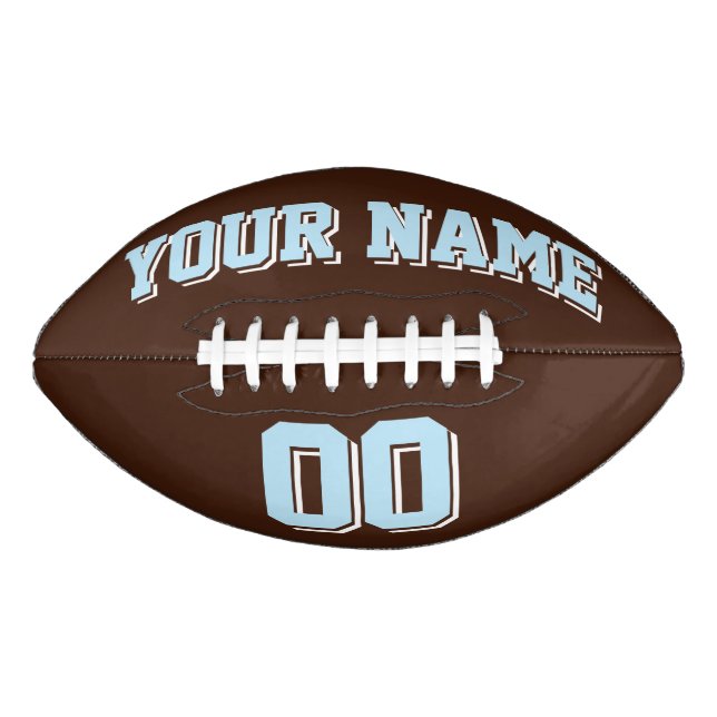 Ballon De Foot BROWN LIGHT BLUE AND WHITE Custom Football (Devant)