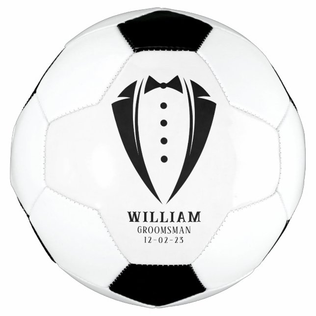 Ballon De Foot Cadeau moderne noir et blanc Tuxedo Groomsman (Devant)
