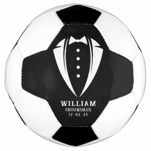 Ballon De Foot Cadeaux Groomsmen Uniques Blanc sur Tuxedo noir