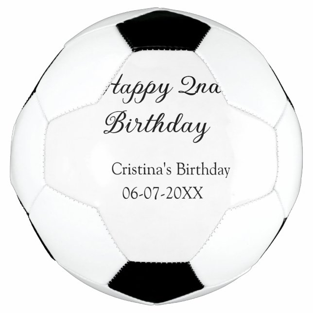 Ballon De Foot calligraphie simple minimum heureux 2e anniversair (Devant)