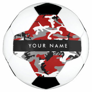 Ballon De Foot Camouflage rouge et gris Votre nom Personnaliser