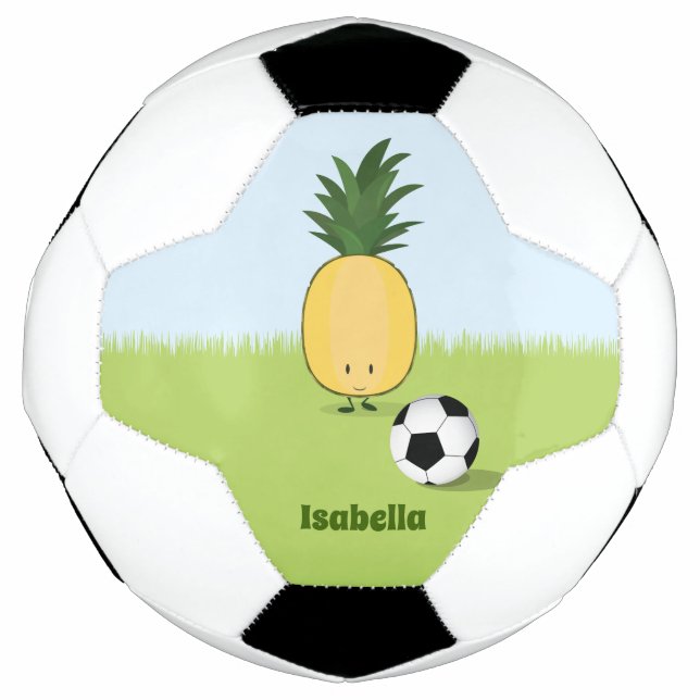 Ballon De Foot Caractère ananas avec nom | Boule de soccer (Devant)