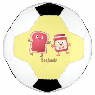 Ballon De Foot Caractères de dessins animés sur le pain et la con
