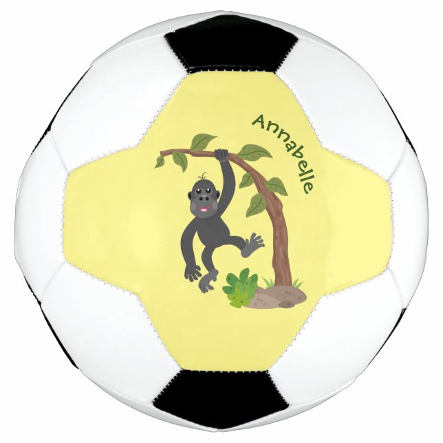 Ballon De Foot Caricature de bébé gorille joyeux (Devant)