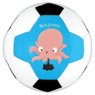 Ballon De Foot Caricature de bébé pieuvre rose mignonne humour