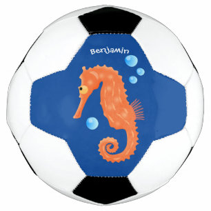 Ballon De Foot Caricature de bulles d'hippocampe orange