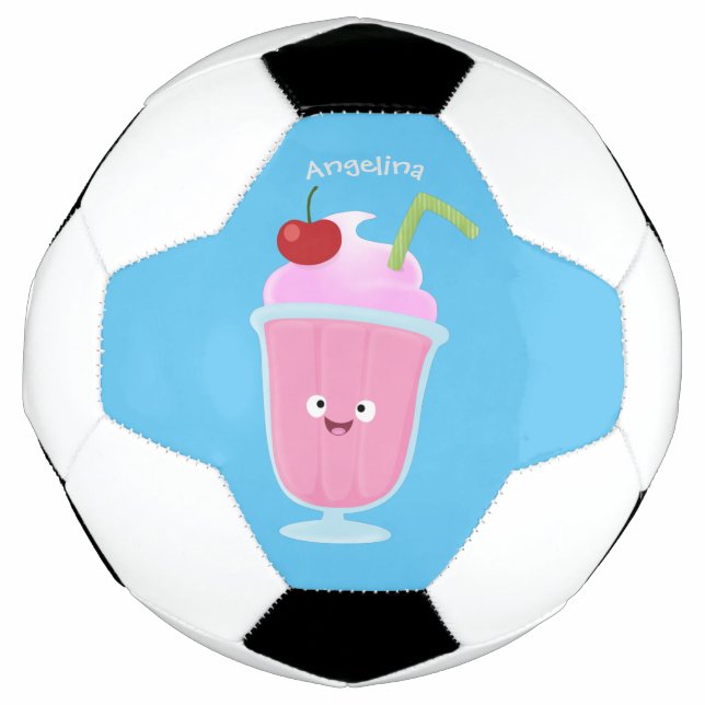 Ballon De Foot Caricature de crème glacée de fraise mignonne (Devant)