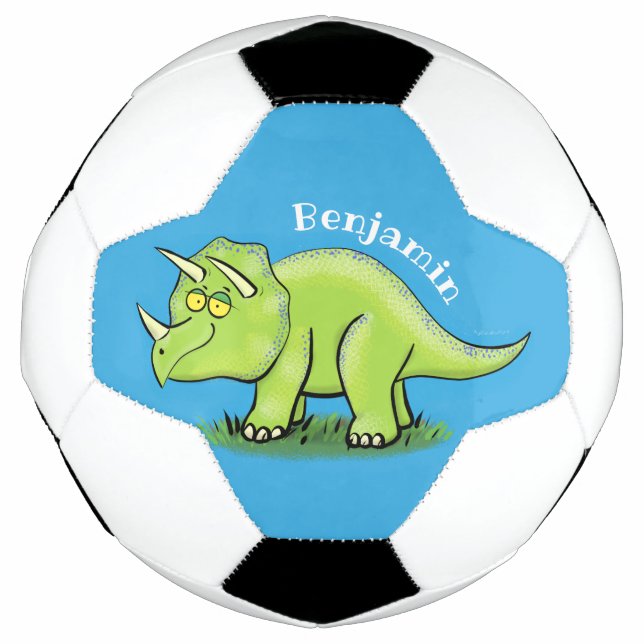 Ballon De Foot Caricature de dinosaure de triceratops vert mignon (Devant)