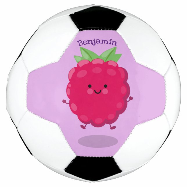 Ballon De Foot Caricature de framboise très heureuse (Devant)