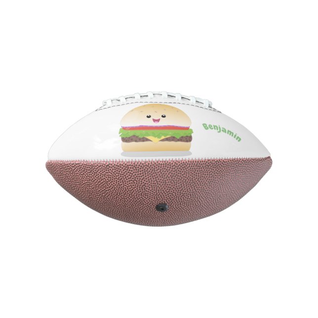 Ballon De Foot Caricature de hamburger kawaii joyeux (Tourné à 270°)