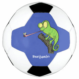 Ballon De Foot Caricature de lézard de caméléon vert joyeux