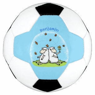 Ballon De Foot Caricature de moutons mignons amis et papillons