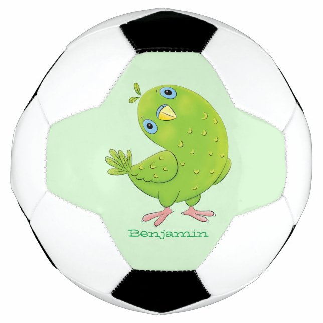 Ballon De Foot Caricature de perruche verte curieuse (Devant)