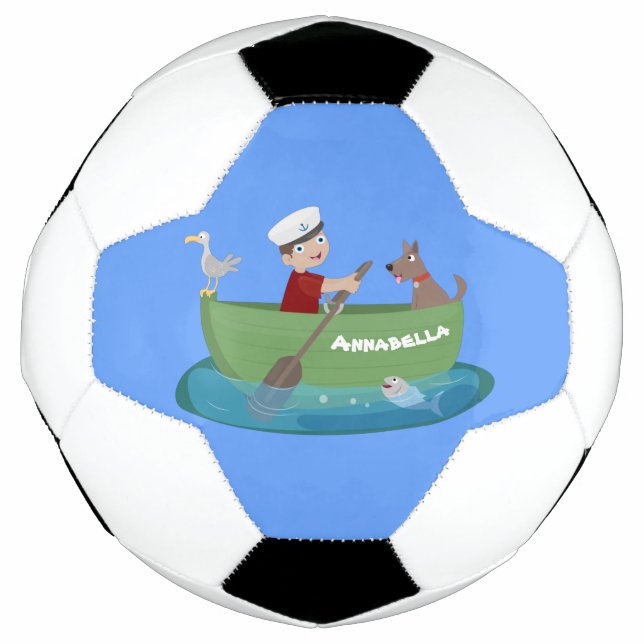 Ballon De Foot Caricature de voilier et de canot à rames garçon m (Devant)