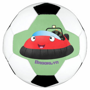Ballon De Foot Caricature d'hovercraft rouge joyeux