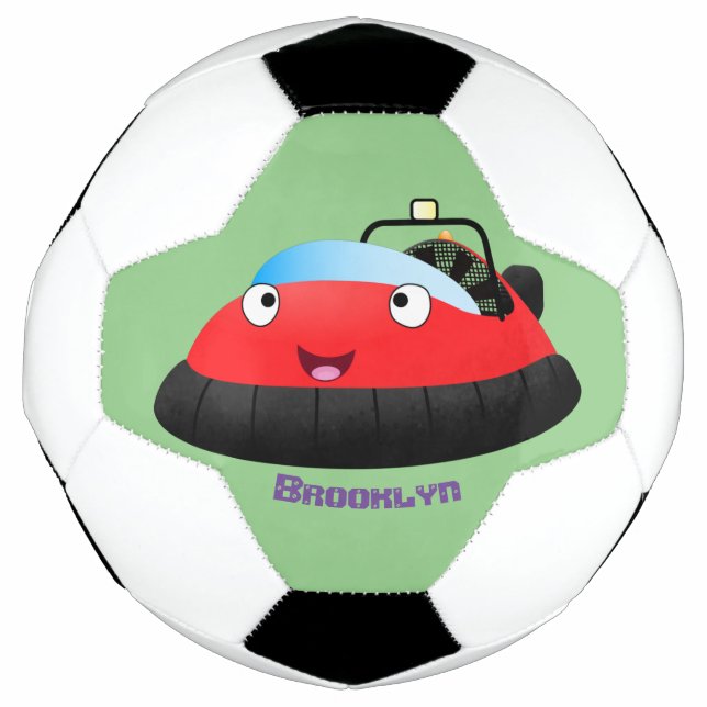 Ballon De Foot Caricature d'hovercraft rouge joyeux (Devant)