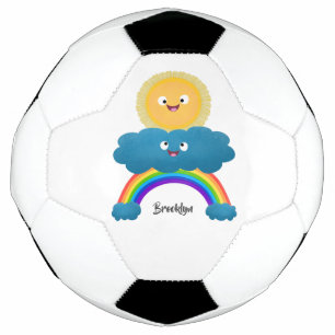 Ballon De Foot Caricature en arc-en-ciel du joyeux nuage de solei