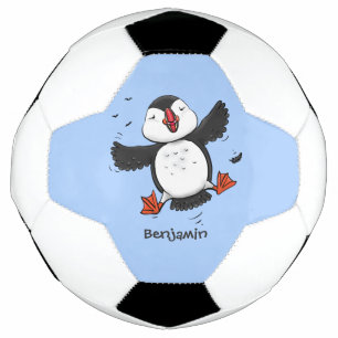 Ballon De Foot Caricature en bleu bouffin joyeux