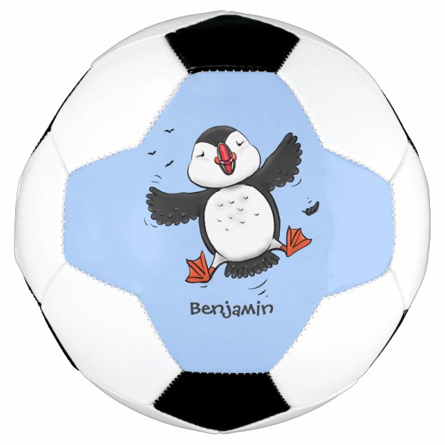 Ballon De Foot Caricature en bleu bouffin joyeux (Devant)