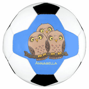 Ballon De Foot Caricature en trio de chouette