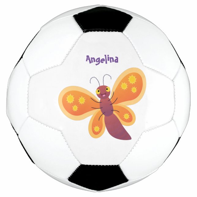 Ballon De Foot Caricature joli papillon orange (Devant)