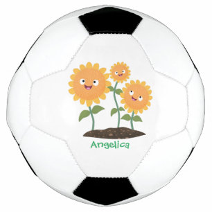 Ballon De Foot Caricature joli tournesol souriant illustration