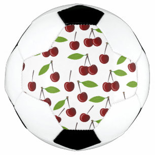 Ballon De Foot Cerise rouge, motif de cerises, feuilles, fruit