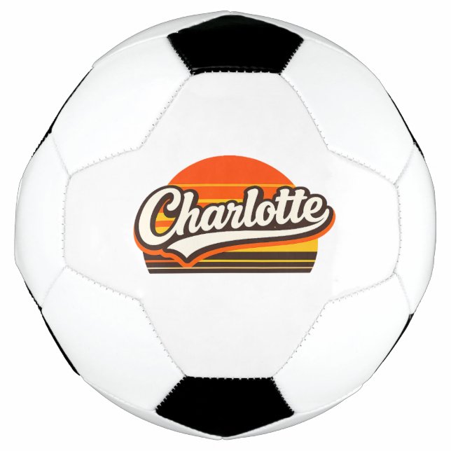 Ballon De Foot Charlotte Retro Sunset Personalized Name Design (Devant)