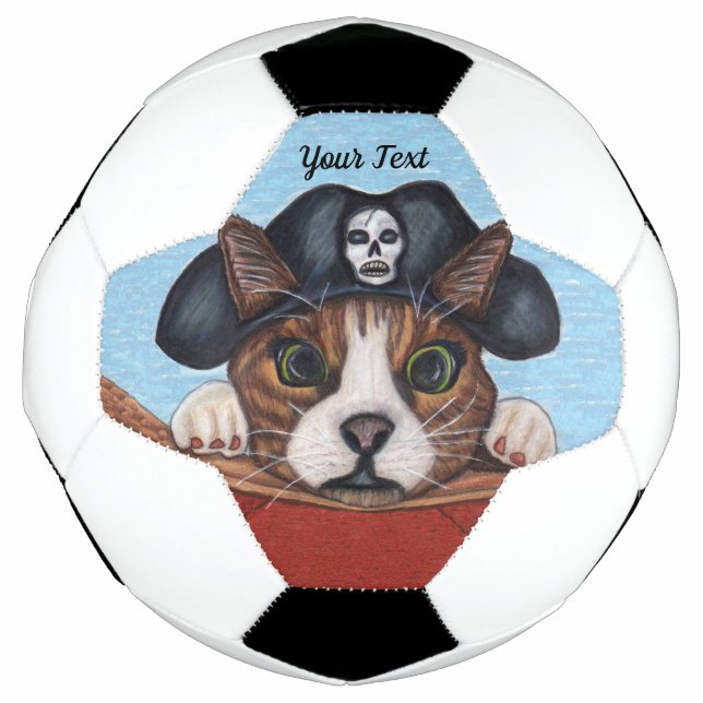 Ballon De Foot Chat à regarder effrayé dans Casquette pirate accr (Devant)