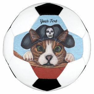 Ballon De Foot Chat effrayé en chapeau de pirate suspendu à un ba