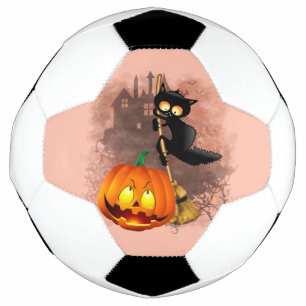 Ballon De Foot Chat effrayé par Citrouille Fun Halloween caractèr