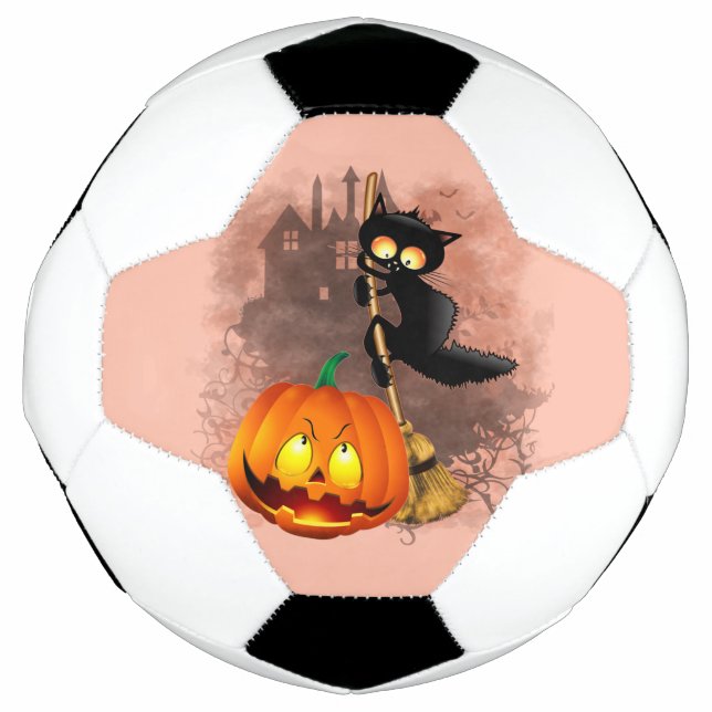 Ballon De Foot Chat effrayé par Citrouille Fun Halloween caractèr (Devant)