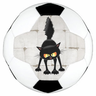 Ballon De Foot Chat Noir de Dessin Animé Drôle et Féroce