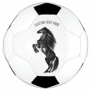 Ballon De Foot Cheval sauvage noir droit - Ajouter votre texte