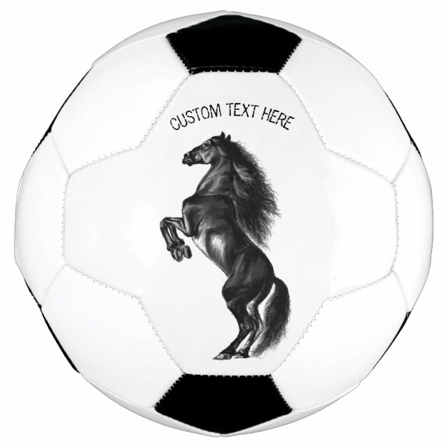 Ballon De Foot Cheval sauvage noir droit - Ajouter votre texte (Devant)