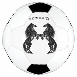 Ballon De Foot Chevaux sauvages noirs droits - Ajouter votre text