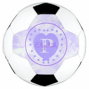 Ballon De Foot Chic Initial Monogram Purple Heart Watercolor