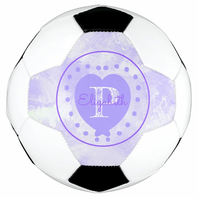 Ballon De Foot Chic Initial Monogram Purple Heart Watercolor (Devant)