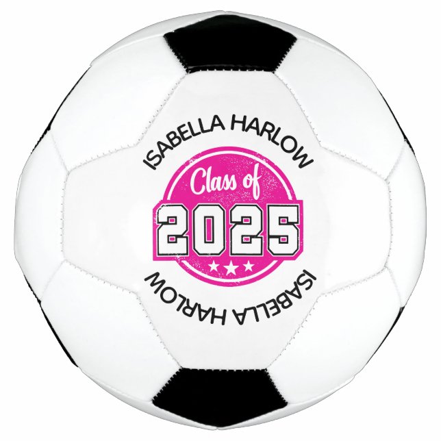 Ballon De Foot Classe de 2025 Pink Graduate Name (Devant)