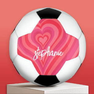 Ballon De Foot Coeurs psychédéliques Calligraphie Nom du script P