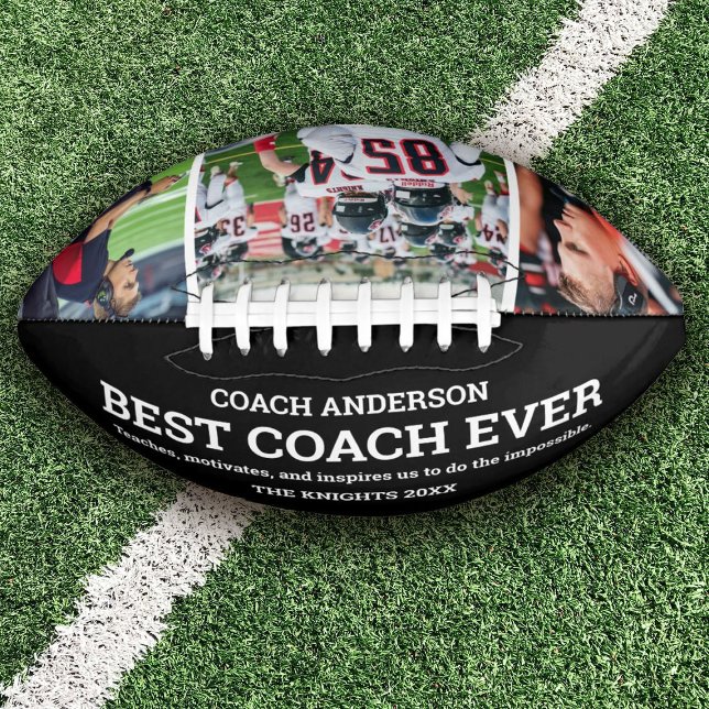 Ballon De Foot Collage photo personnalisé du meilleur entraîneur  (Add photos and your coach's name to personalize this football for a special gift.)