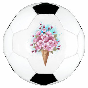 Ballon De Foot Cône rose Sakura crème glacée gaufre